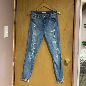 FASHION NOVA DISTRESSED HIGH WAISTED JEANS
